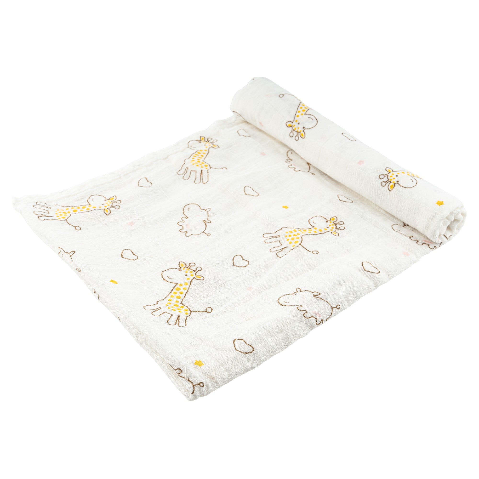 LuvlyMama Sunny Giraffe 100% Cotton Muslin Swaddle – 110 × 120 cm