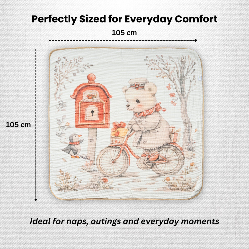 The Little Explorer | 6 Layer Muslin Baby Blanket (100% Cotton) | 105 × 105 cm