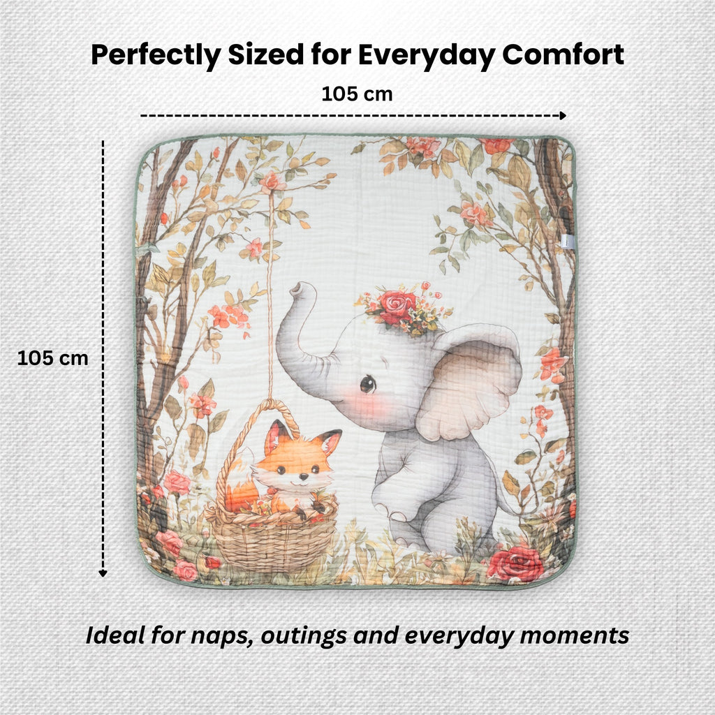 Forest Companion | 6 Layer Muslin Baby Blanket (100% Cotton) | 105 × 105 cm