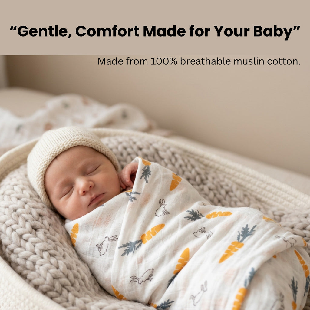 Luvlymama Botanica 100% Cotton Muslin Swaddle – 110 × 120 cm