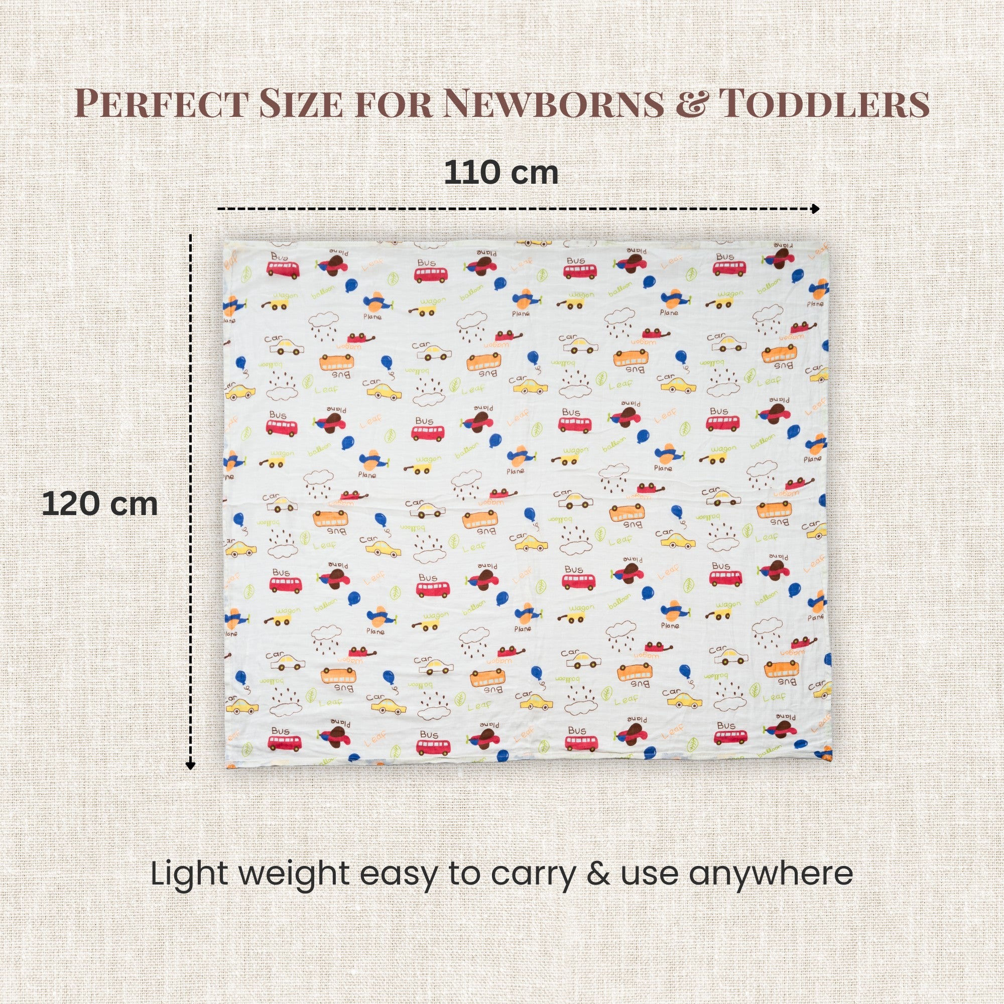 Cute Mix | Set of 3 Muslin Swaddles (100% Cotton) | 110 × 120 cm