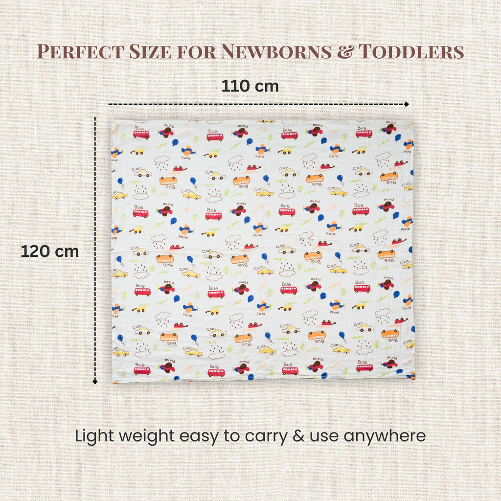 Luvlymama Little Explorer 100% Cotton Muslin Swaddle – 110 × 120 cm