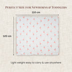 LuvlyMama Blush Flamingo 100% cotton Muslin Swaddle – 110× 120 cm