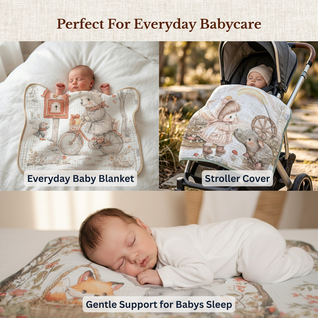 Panda Duet | 6 Layer Muslin Baby Blanket (100% Cotton) | 105 × 105 cm