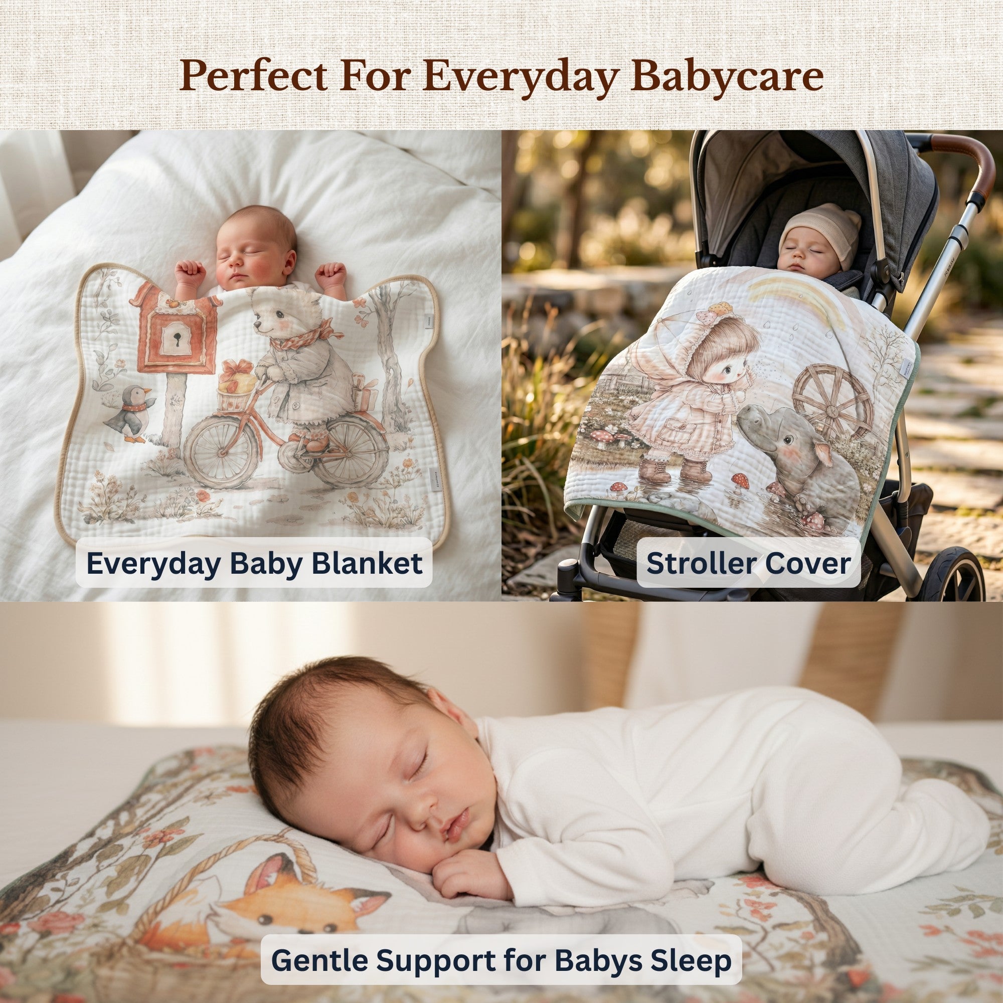 The First Best Friend | 6 Layer Muslin Baby Blanket (100% Cotton) | 105 × 105 cm