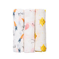 Nature Friends | Set of 3 Muslin Swaddles (100% Cotton) | 110 × 120 cm