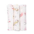 Soft Safari | Set of 3 Muslin Swaddles (100% Cotton) | 110 × 120 cm
