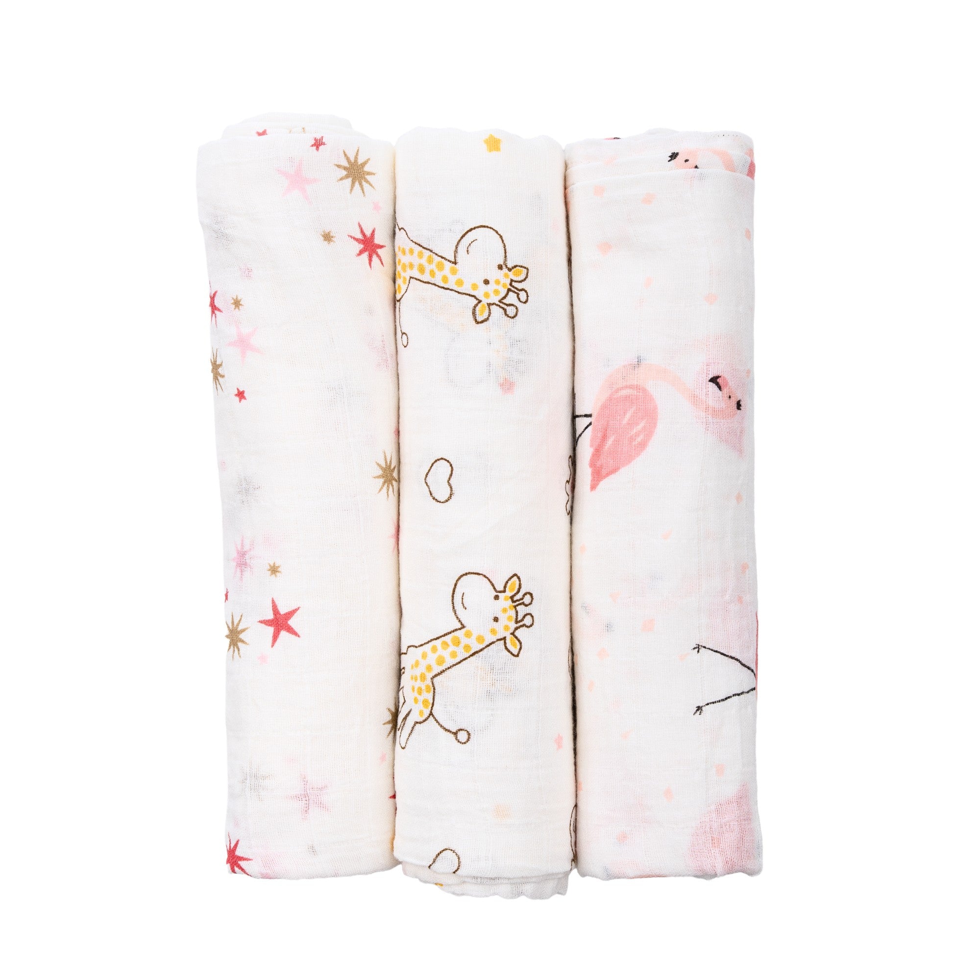 Soft Safari | Set of 3 Muslin Swaddles (100% Cotton) | 110 × 120 cm